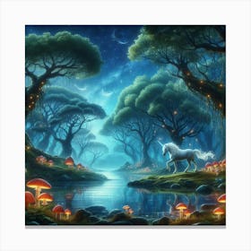 Unicorn In The Forest 7 Canvas Print