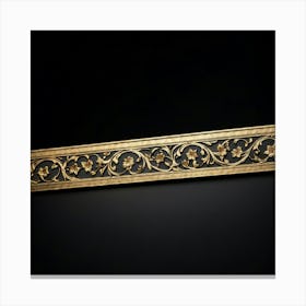 Bright Gold Metallic Border Smooth Texture Intricate Filigree Patterns Glinting Under Soft Diffu (4) Canvas Print