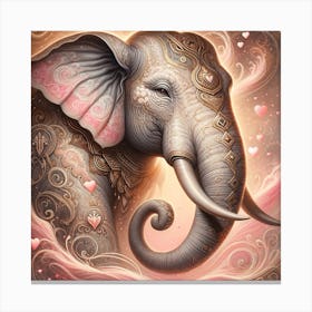 Elephant With Hearts 1 Canvas Print