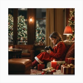 Christmas In The Living Room Canvas Print