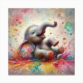 Elephant Splashing Canvas Print