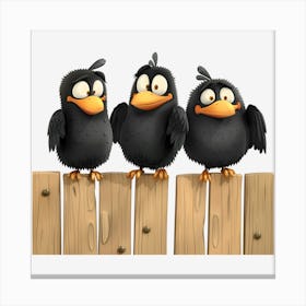 Black Birds On A Fence Canvas Print