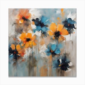 Blue And Orange Flowers Canvas Print