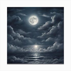 Full Moon Over The Ocean Canvas Print