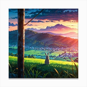 Rabbit At Sunset Canvas Print