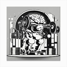 Brain With Dumbbells Canvas Print