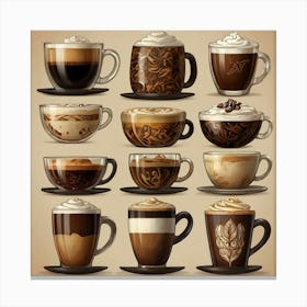 Coffee Cups And Saucers Canvas Print