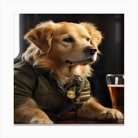 Golden Retriever In Uniform Canvas Print