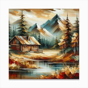 Abstract Earth Tone Cabin In The Valley Canvas Print