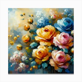 Colorful Roses oil painting abstract painting art 5 Canvas Print