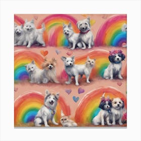 Rainbow Dogs Rainbow Love Pets ( Bohemian Design ) Canvas Print