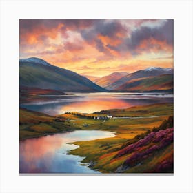 Sunset In The Scottish Highlands Canvas Print