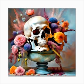 Skull With Flowers Still Life 1 Canvas Print