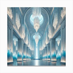 An Interior View Of A Grand Hall Carved Entirely F Canvas Print