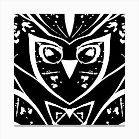 Abstract Owl Monotone Canvas Print