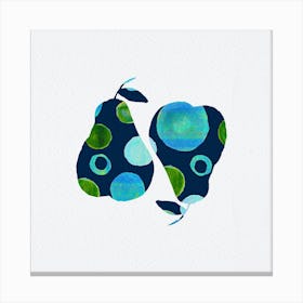 Pears Blue Green Circles Silhouette Canvas Print