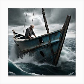 Boat In The Storm Canvas Print