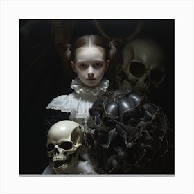 Girl With Skulls 5 Canvas Print