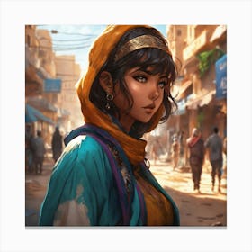 Arabic Girl In The City Canvas Print