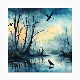 Crows In The Forest Canvas Print