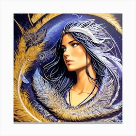 Woman With Feathers Canvas Print