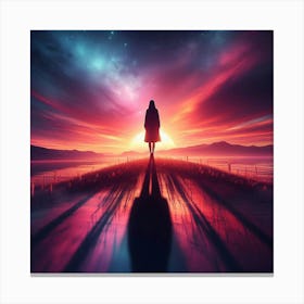 Person Standing On A Hill Canvas Print