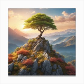 Lone Tree On Top Of Mountain 66 Canvas Print