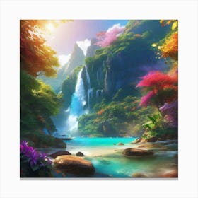 Waterfall In The Jungle 30 Canvas Print