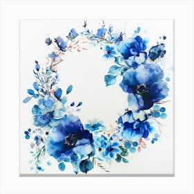Blue Floral Wreath Canvas Print