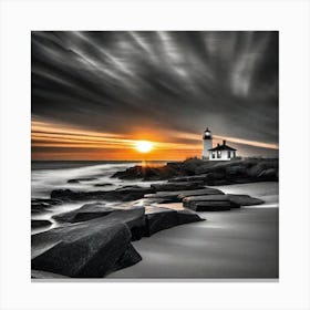 Sunset At The Lighthouse 12 Canvas Print