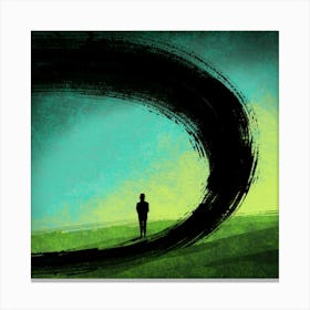 Man Walking Down A Hill Canvas Print