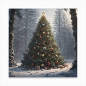 Christmas Tree In The Woods 17 Canvas Print