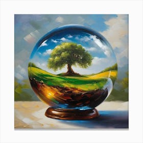 Tree In A Glass Ball Canvas Print