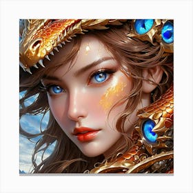 Dragon Girl With Blue Eyes tb Canvas Print