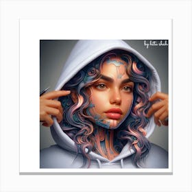 Girl In A Hoodie Canvas Print