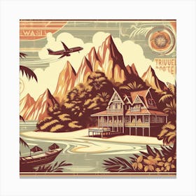 travel poster featuring an idyllic destination Canvas Print