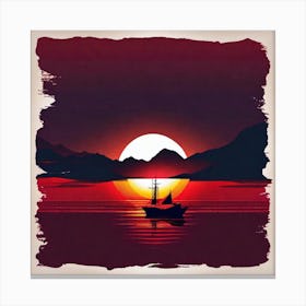 Sunset Sailboat Free Vector Canvas Print