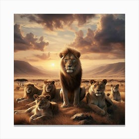 Lions At Sunset Canvas Print