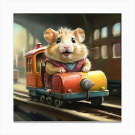 Hamster On A Train Canvas Print