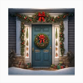 Christmas Decoration On Home Door Trending On Artstation Sharp Focus Studio Photo Intricate Deta (4) Canvas Print