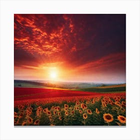 Sunflowers At Sunset 1 Canvas Print