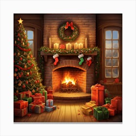 Christmas Fireplace Canvas Print