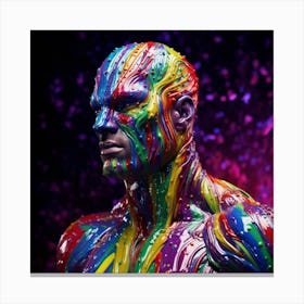 Colorful Man.Muscular Male Torso Canvas Print