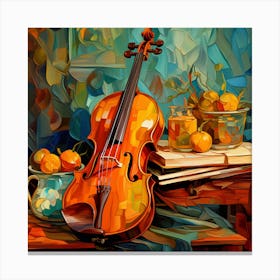 Violin And Oranges Canvas Print