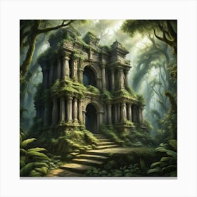 Ruins In The Forest Canvas Print