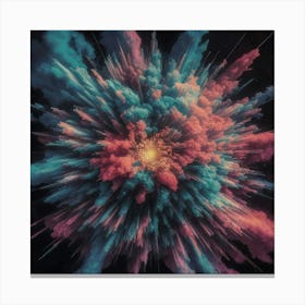 Abstract Explosion Of Colored Powder Canvas Print