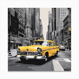 Yellow Taxi In New York City Canvas Print