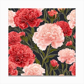 Carnations Seamless Pattern 1 Canvas Print