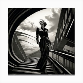 Woman 1920s In Black And White Canvas Print