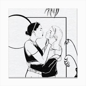 Come Closer Lesbian Couple Lgbtq Square Canvas Print